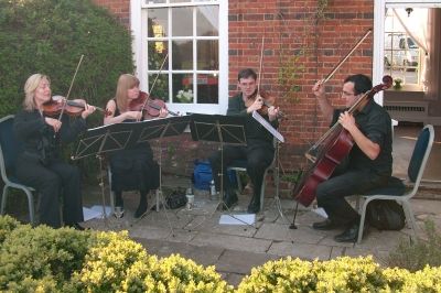 adriamus string quartet playing at a wedding